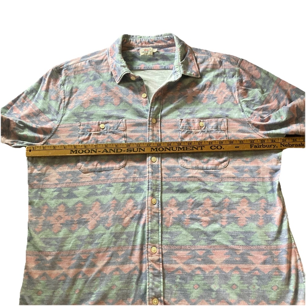 Faherty Doug Good Feather Men's XXL Shirt Geometric Southwest Organic Cotton - Picture 6 of 13